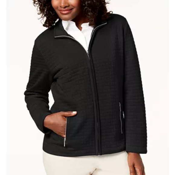 Karen Scott Jackets & Blazers - Sport Quilted Fleece Zip Jacket